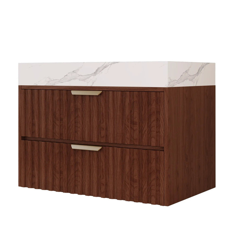 30" Modern Floating Bathroom Vanity with Seamless Sintered Stone Top by HouseOfZazla