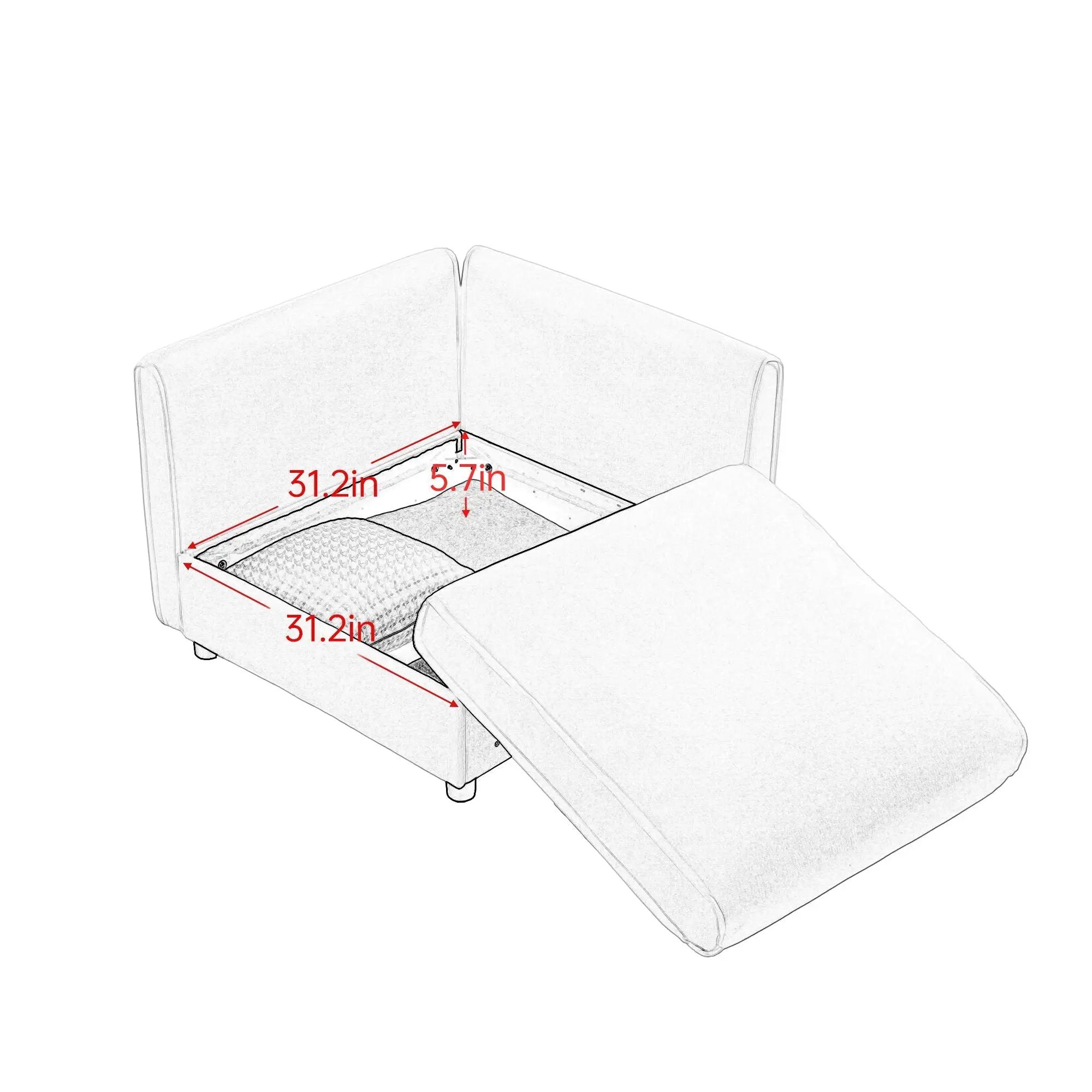 Stylish Sofa With Storage Seat And Cylindrical Backrest