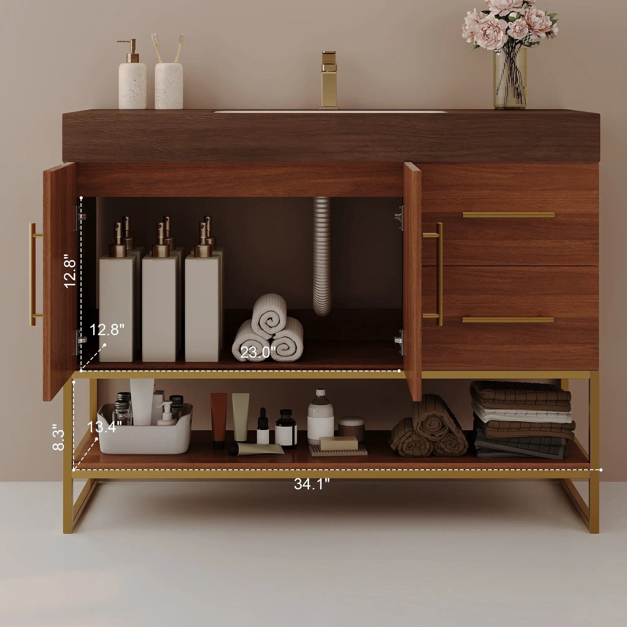 36" Modern Free-Standing Bathroom Vanity with Seamless Ceramic Sink by HouseOfZazla