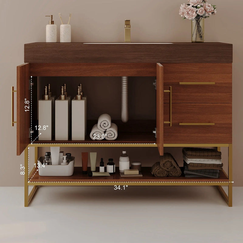 36" Modern Free-Standing Bathroom Vanity with Seamless Ceramic Sink by HouseOfZazla