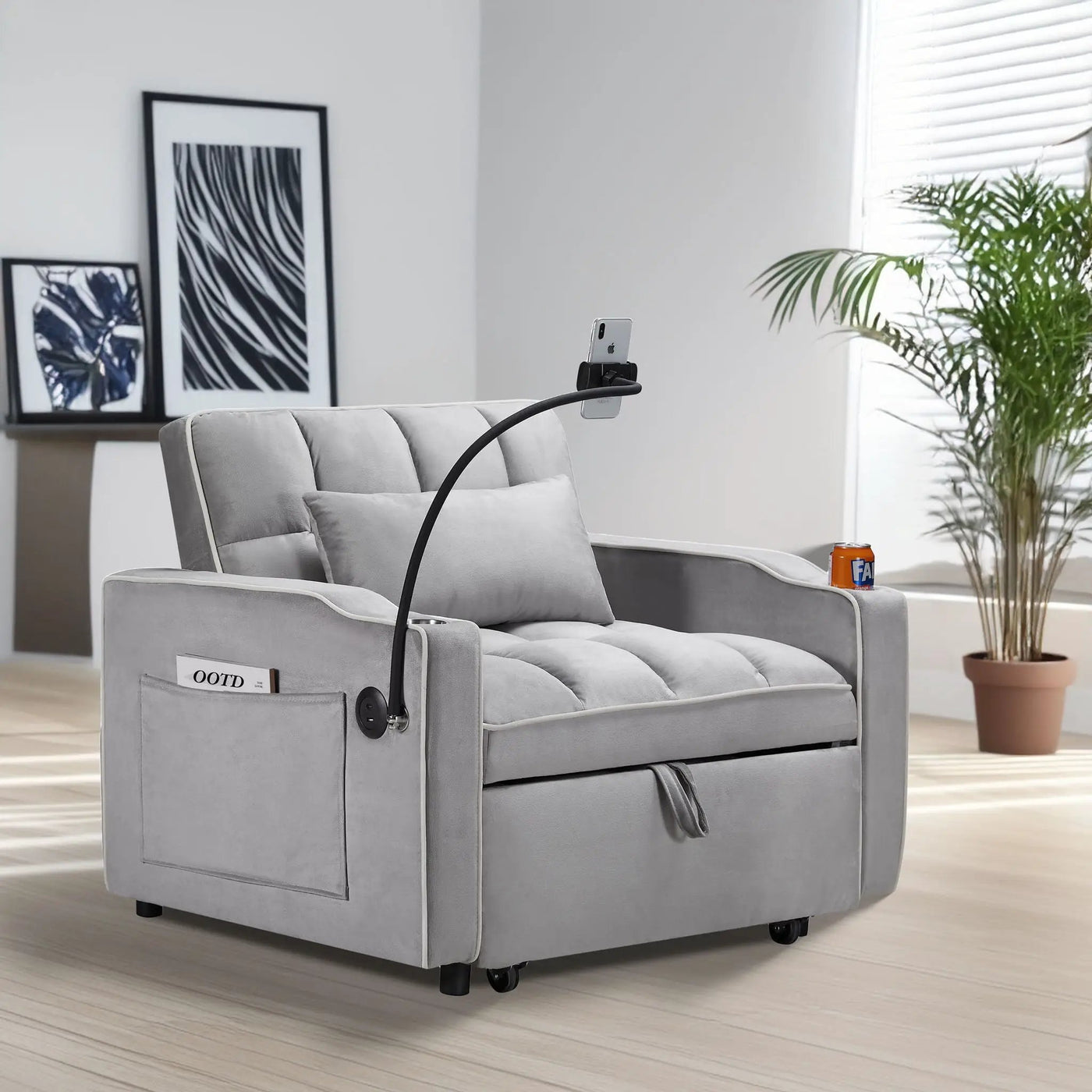 Convertible Sleeper Chair Sofa Bed Adjustable Pull Out Sleeper Chair Bed Multi-Pockets Folding Sofa Bed For Living Room Bedroom Small Space, 3 In 1 Sofa Bed by Unique Piece Furniture