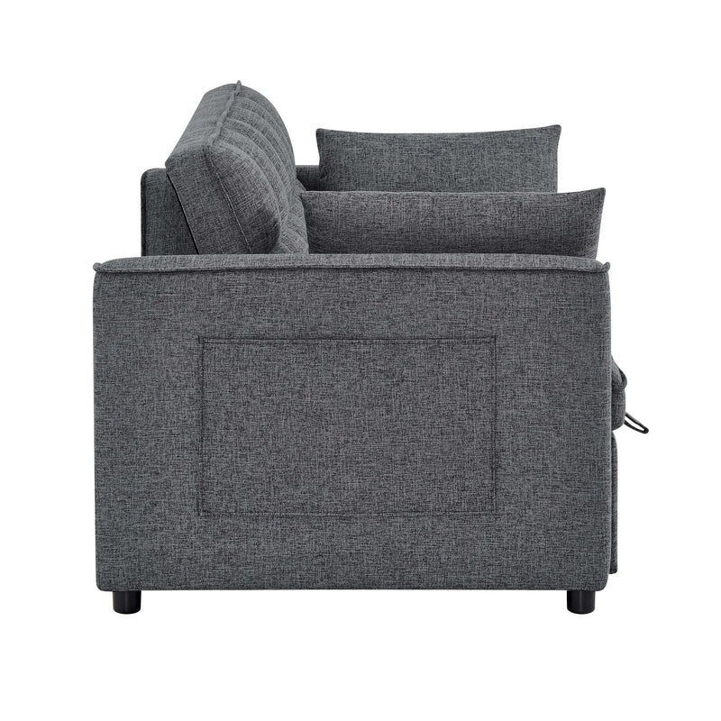 Sienna - Tufted Convertible Sleeper Sofa With Chaise - Gray by HouseOfZazla