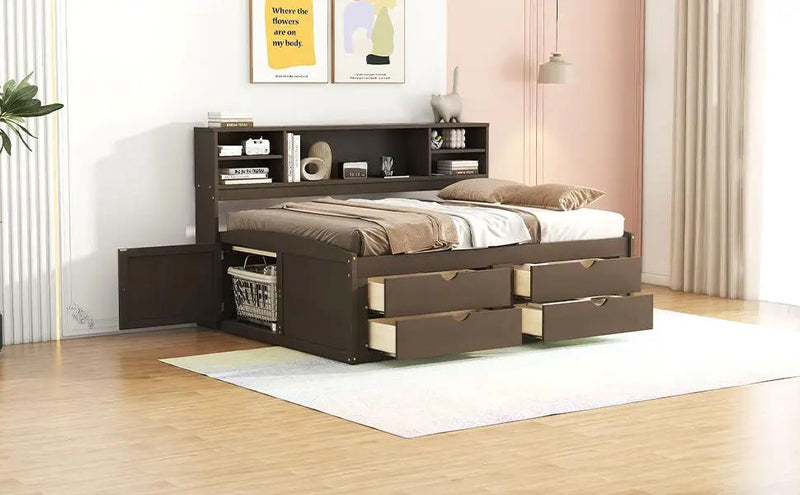 Daybed With 2 Bedside Cabinets, Upper Shelves And 4 Drawers by HouseOfZazla