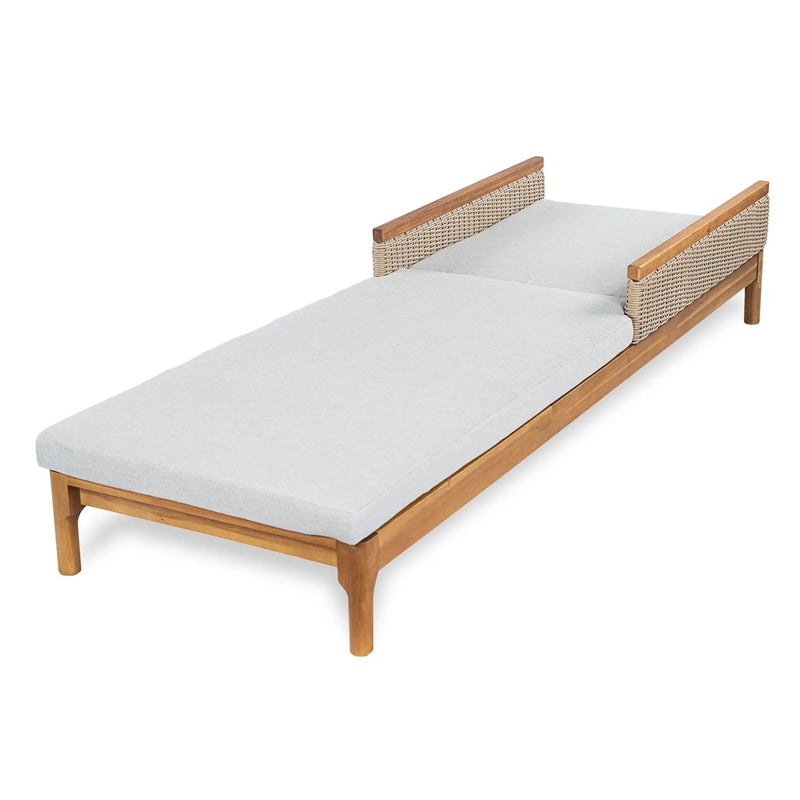76.8" Solid Acacia Wood Sun Lounger Set of 2 with Grey Cushions by HouseOfZazla