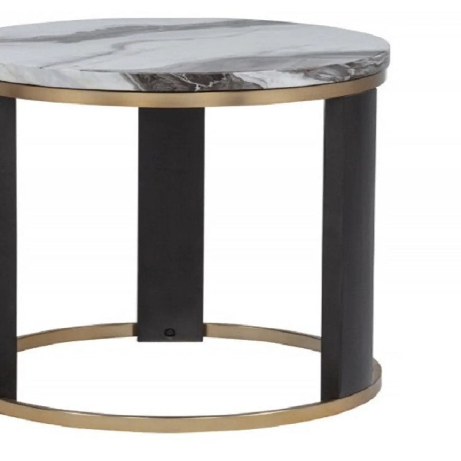 Round End Table For Living Room - Gold / Brown by Unique Piece Furniture