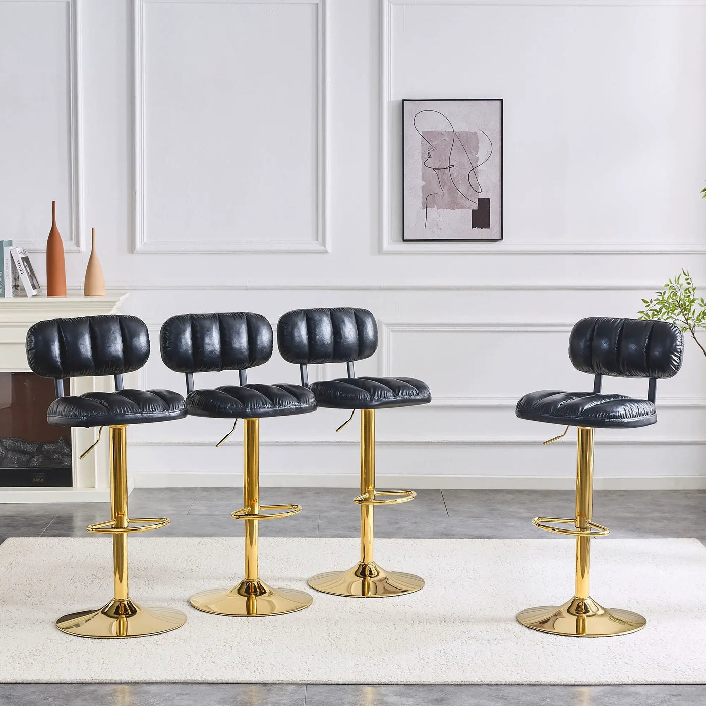 Adjustable Height Bar Stools & Footrest For Kitchen Island (Set of 2) by Unique Piece Furniture