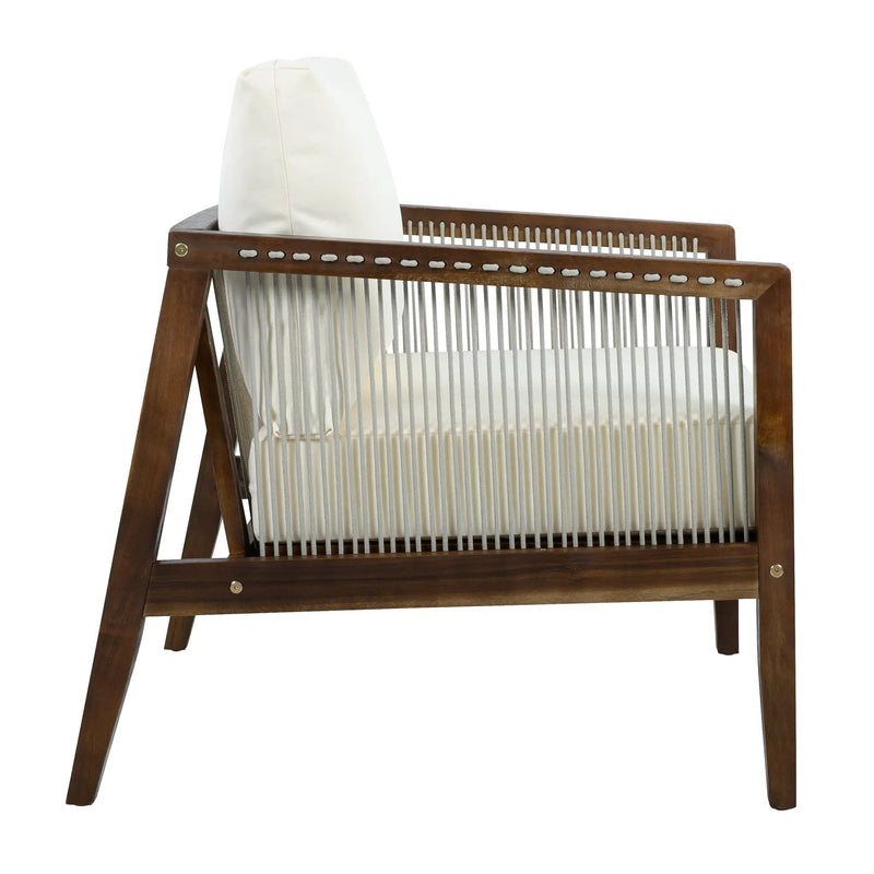 Outdoor Club Chair, Acacia Wood Frame with Rope Back, Water-Repellent by HouseOfZazla