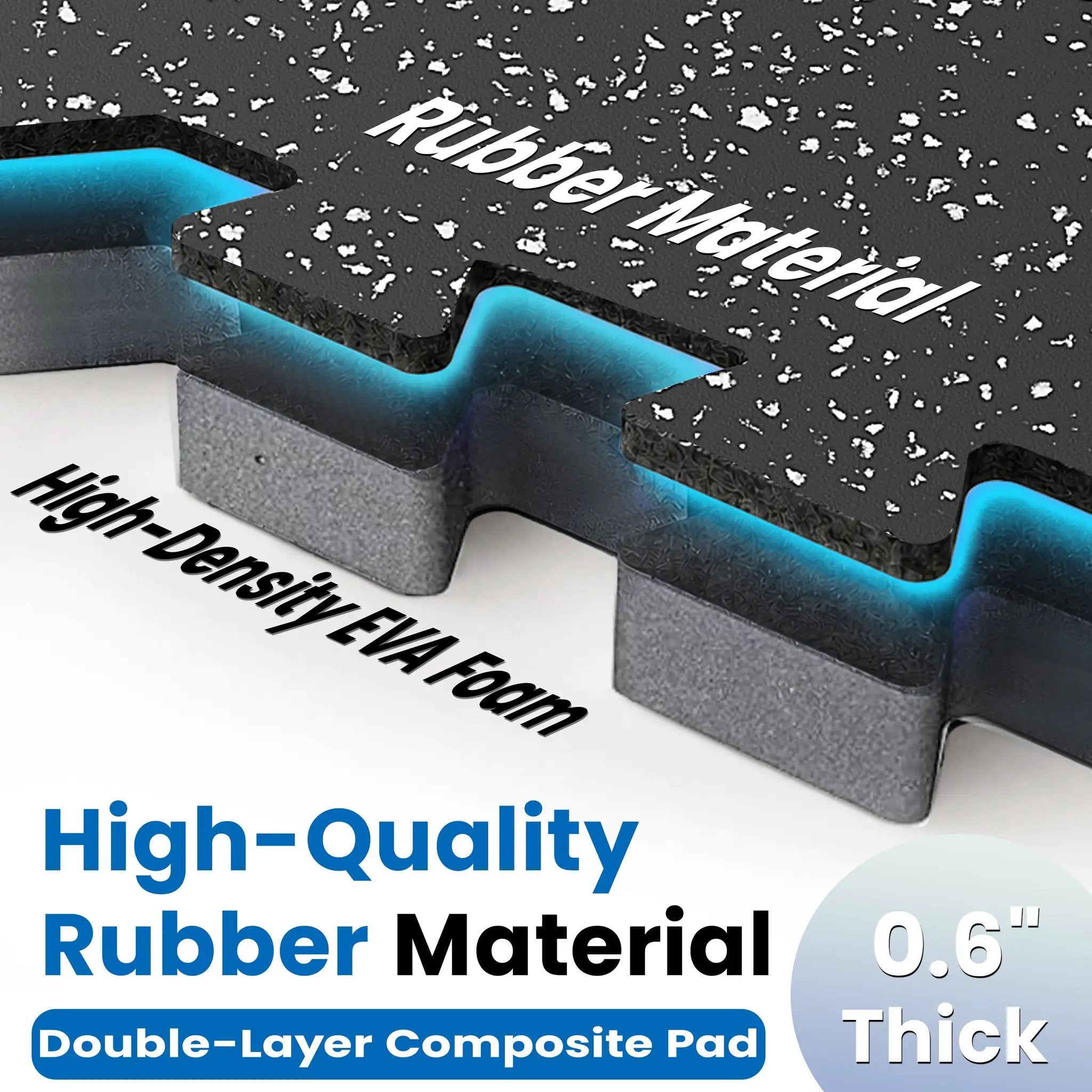 0.6 Inch Thick Gym Floor Mats with EVA Foam by HouseOfZazla