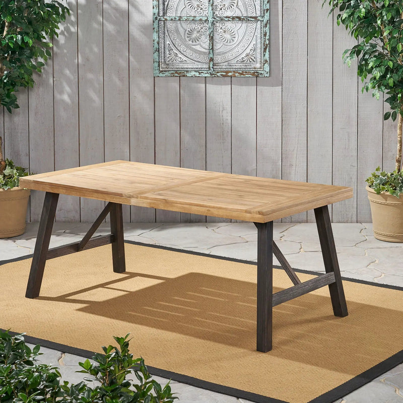 Outdoor Dining Set with 2 Benches and 1 Dining Table - Light Brown by HouseOfZazla