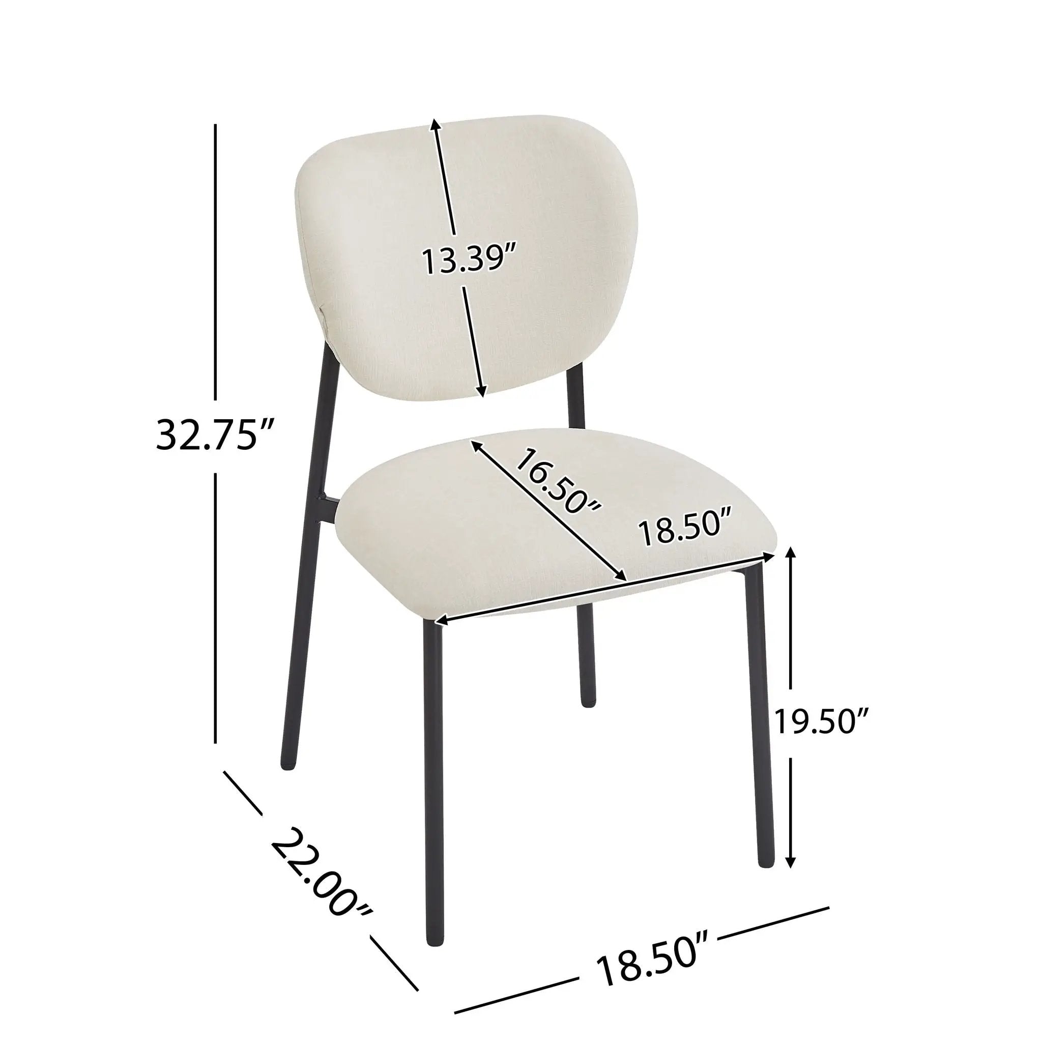 Modern Upholstered Dining Chairs With Metal Legs (Set of 2) - Beige by HouseOfZazla