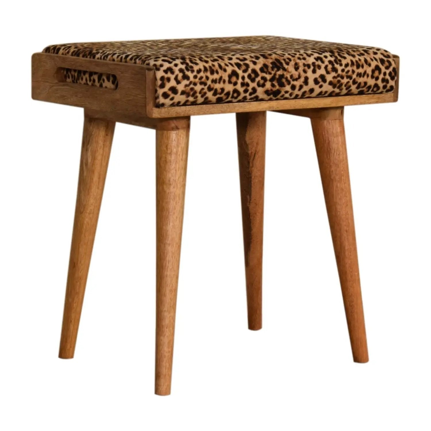 Leopard Tray Style Footstool - Brown Oak by Unique Piece Furniture