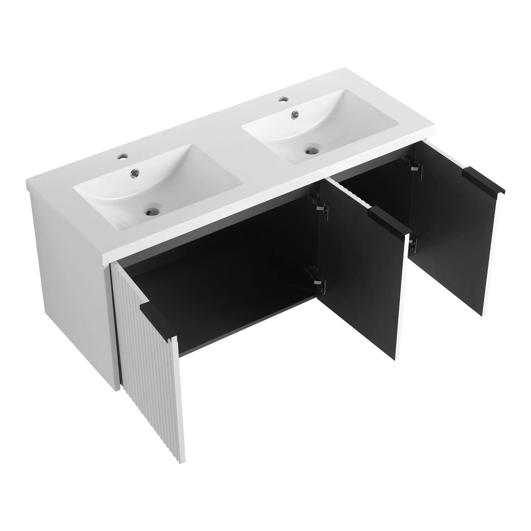 Contemporary Wall Mounted Bathroom Vanity With Resin Double Sink by HouseOfZazla