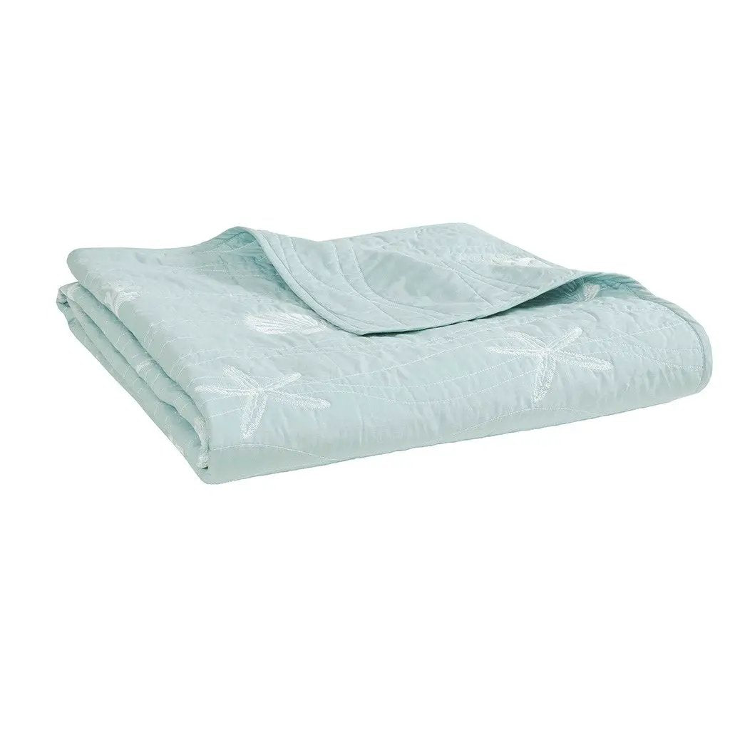 4 Piece Cotton Reversible Embroidered Quilt Set with Throw Pillow Aqua King/Cal King by HouseOfZazla