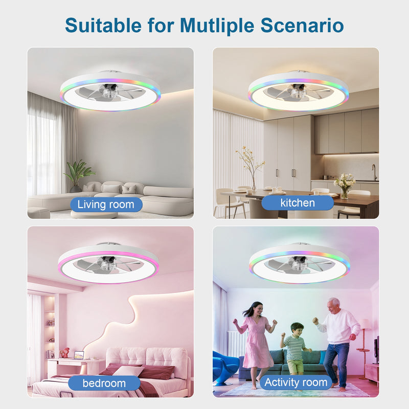 23.6" Modern RGB Ceiling Fan with Lights by HouseOfZazla