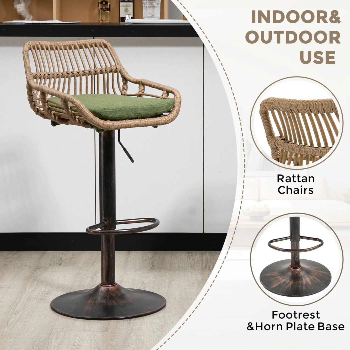 Modern Swivel Bar Stools Adjustable Counter Chairs With Footrest (Set of 2) by Unique Piece Furniture