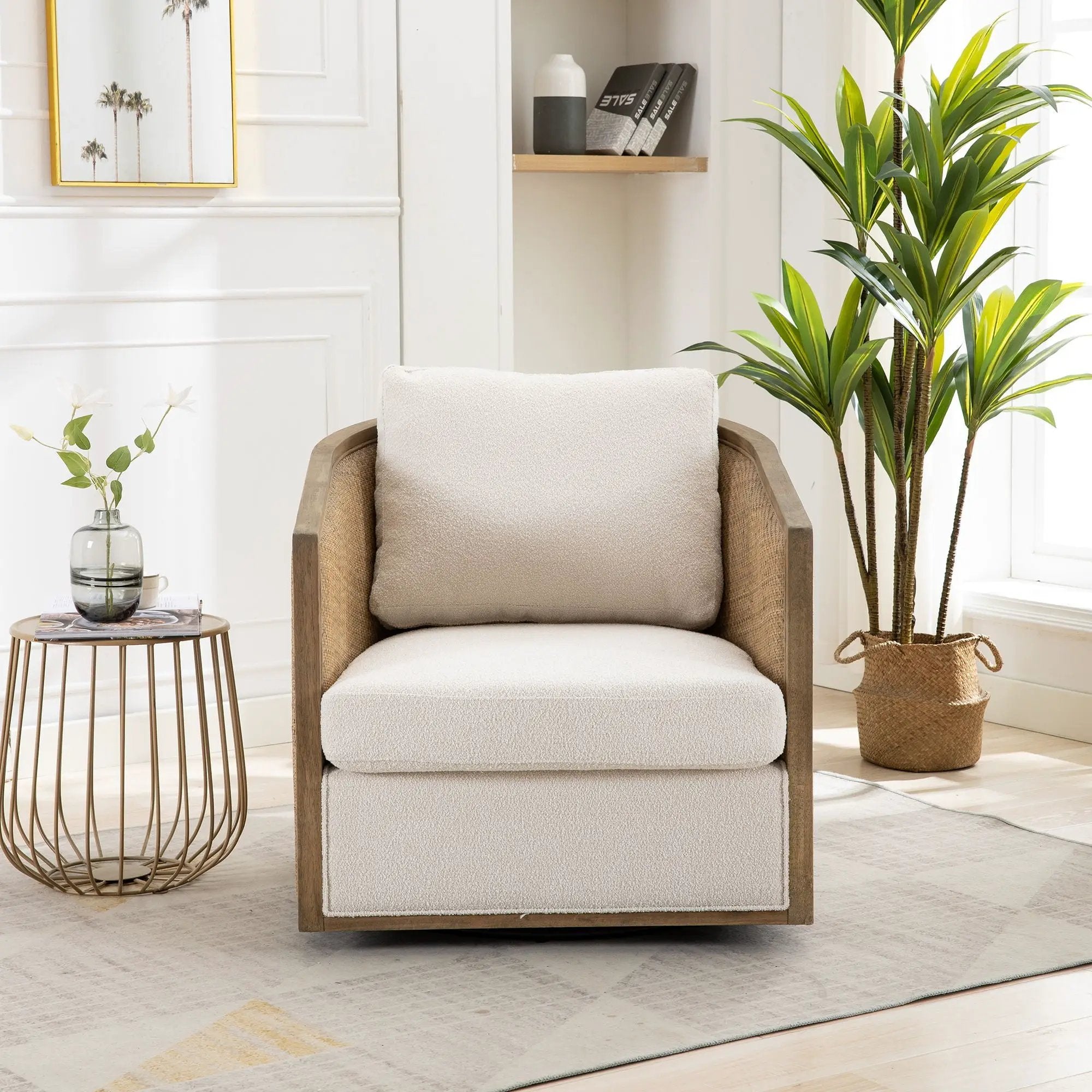 Barrel, Comfy Round Accent Sofa Chair With 360 Degree Swivel, Leisure Arm by HouseOfZazla
