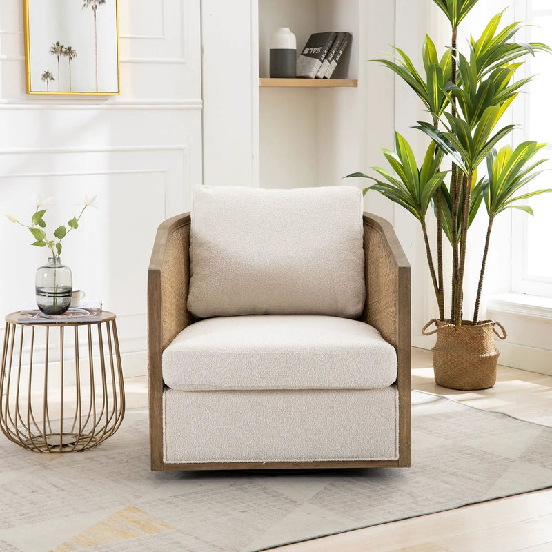 Barrel, Comfy Round Accent Sofa Chair With 360 Degree Swivel, Leisure Arm by HouseOfZazla