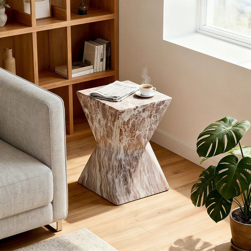 Round Outdoor Geometric End Table - Marble by Unique Piece Furniture