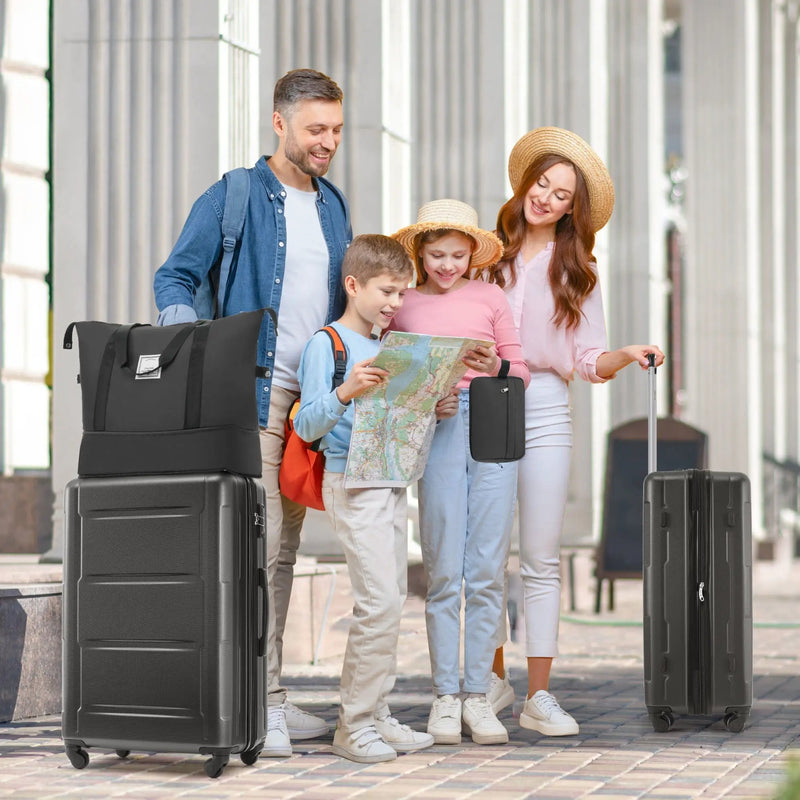2 Piece Luggage Set With Bags Expanable Spinner Wheels ABS Lightweight Suitcase With Tsa Lock 20" / 28" by HouseOfZazla
