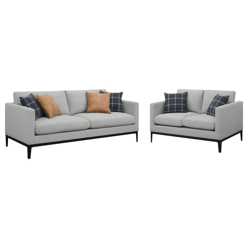 Apperson 2-piece Upholstered Track Arm Sofa Set Light Grey by Unique Piece Furniture