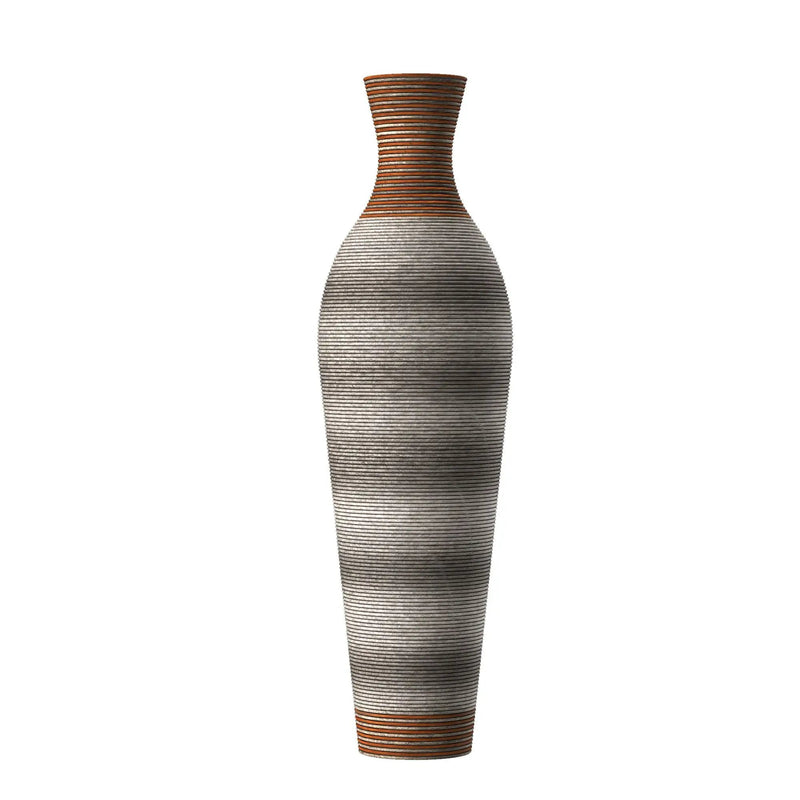 Tall Vase - Brown Decorative Floor Vase, Classic Neat Floor Vase Tall Freestanding Flower Holder, Artificial Rattan Vase, Floor Vase, Flower Holder For Home Decor - Gray by HouseOfZazla