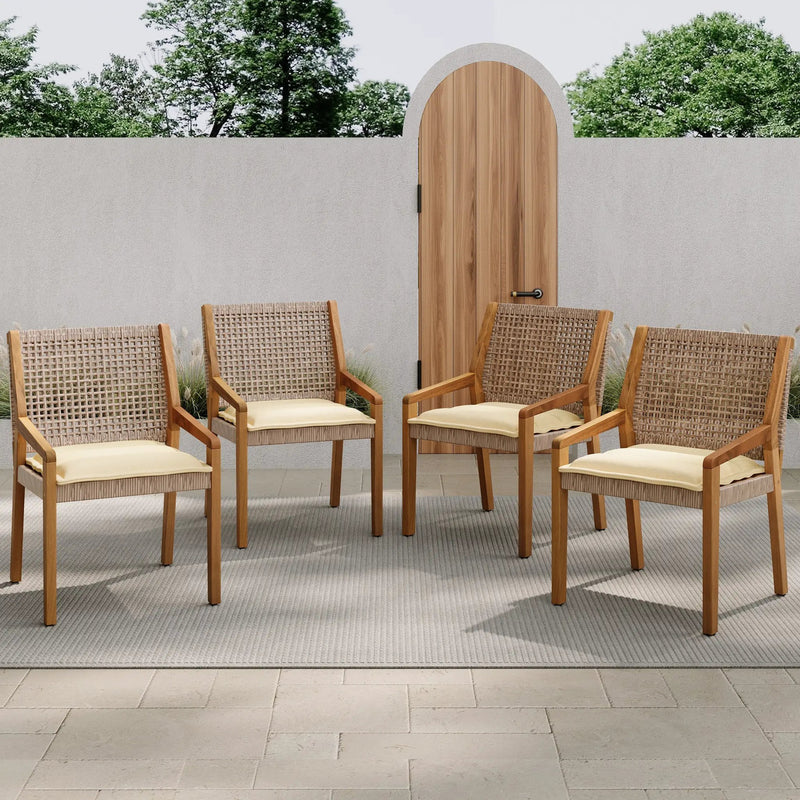 Outdoor Dining Chair Set - Acacia Wood and Wicker by HouseOfZazla