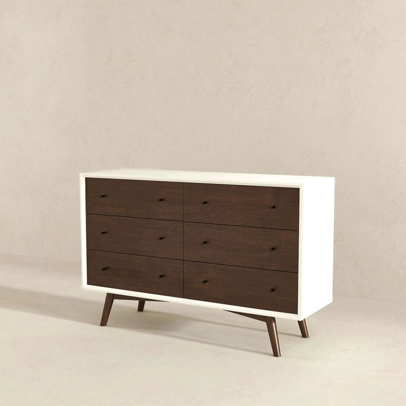 Dresser 6 Drawer - Dark Brown / White by Unique Piece Furniture