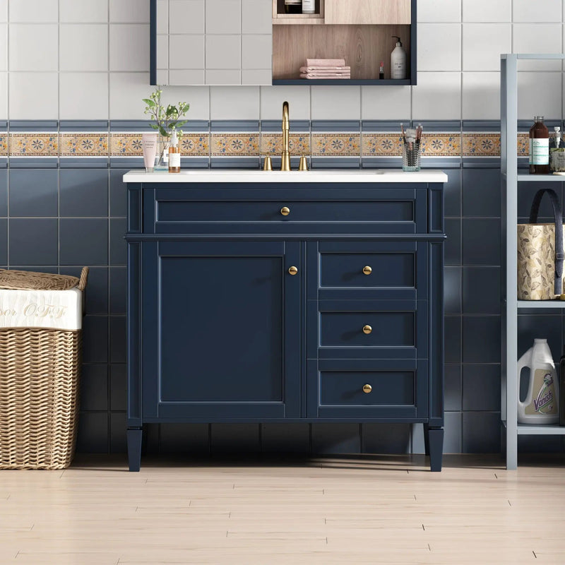 Bathroom Vanity With 2 Drawers And Tip-Out Drawer, Storage Cabinet by HouseOfZazla