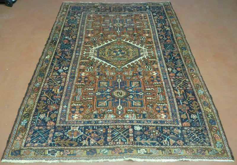 Persian Karajeh Rug 5x6, Antique Geometric Medallion Carpet by Jewel Rugs