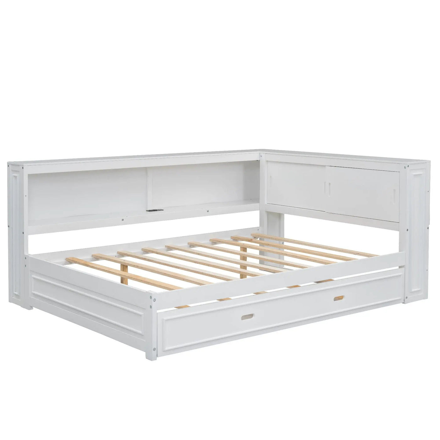 Daybed With Storage Shelves, LED, USB, And Trundle by HouseOfZazla