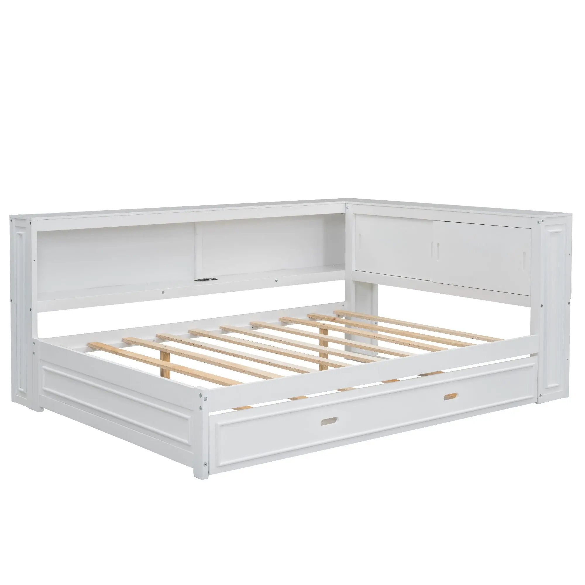 Daybed With Storage Shelves, LED, USB, And Trundle by Unique Piece Furniture
