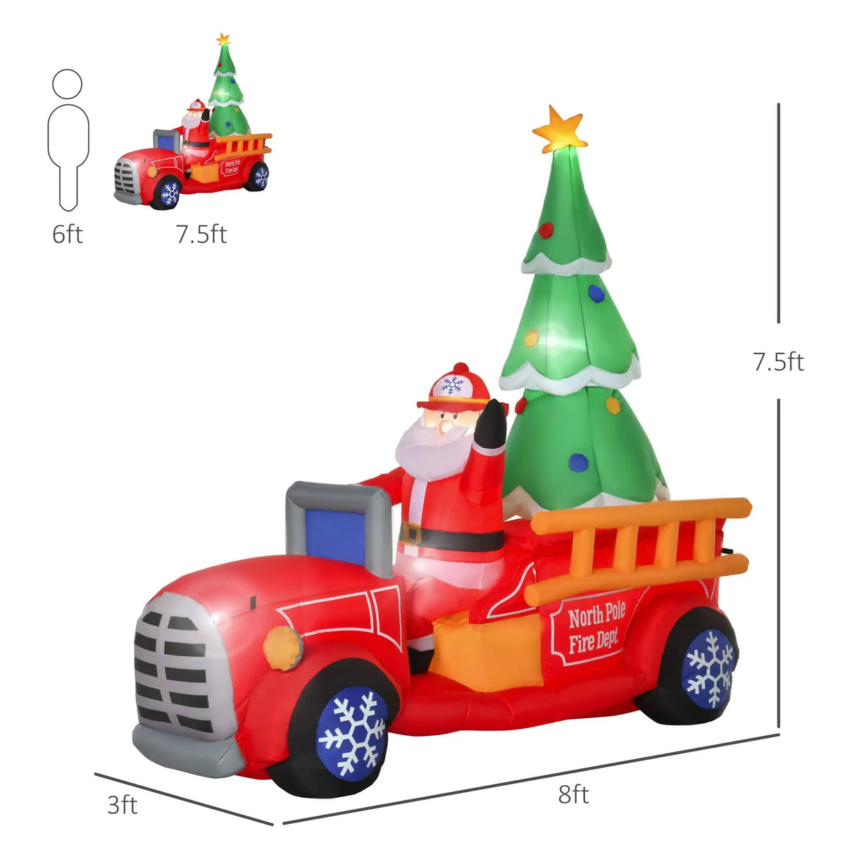 Inflatable Santa Truck with Lit Christmas Tree by HouseOfZazla