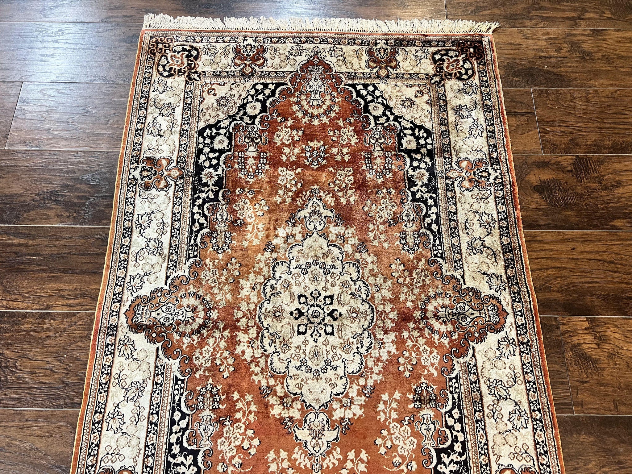 Turkish Silk Rug 3x5, Very Fine 400 KPSI, Floral Medallion, Hand Knotted by Jewel Rugs