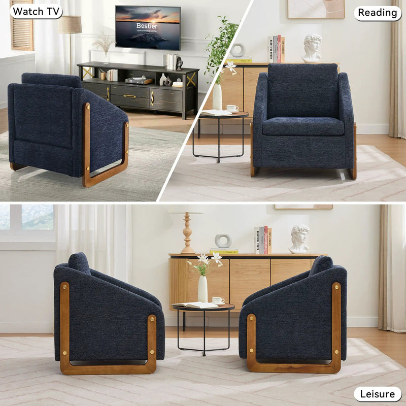 Modern Upholstered Armchair With Wooden Side Frame by Unique Piece Furniture