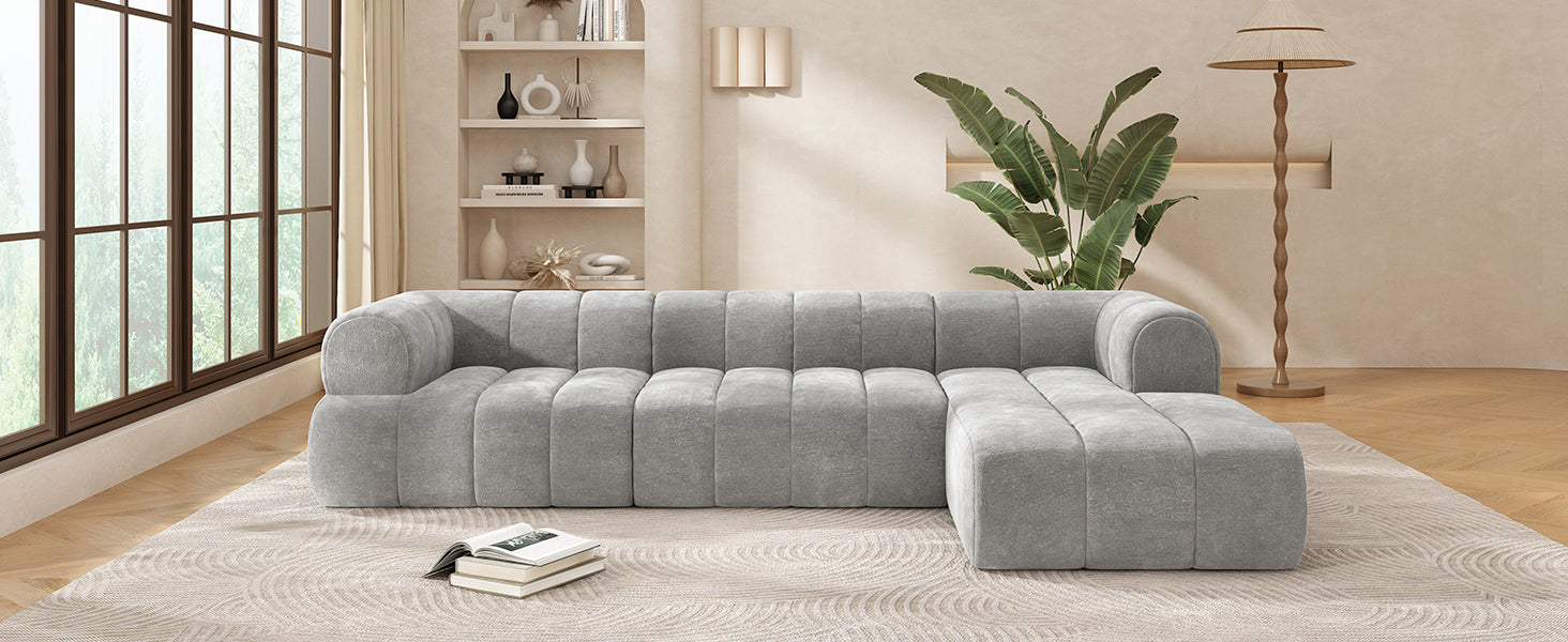 122" Modern L-Shaped Sectional Sofa with High-Density Foam and Chaise Lounge by HouseOfZazla
