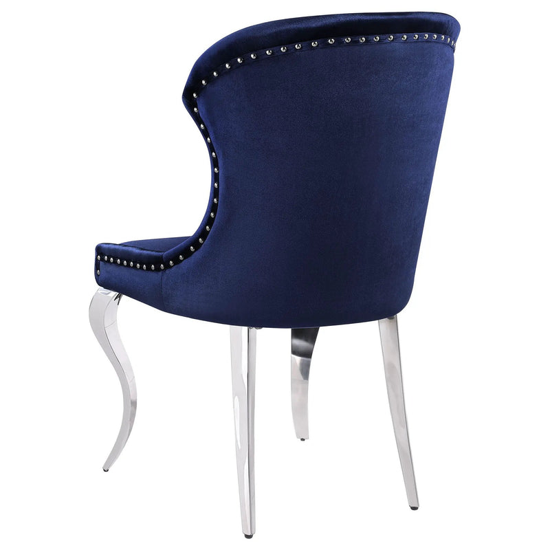 Cheyanne Upholstered Dining Side Chair Ink Blue (Set of 2) by Unique Piece Furniture