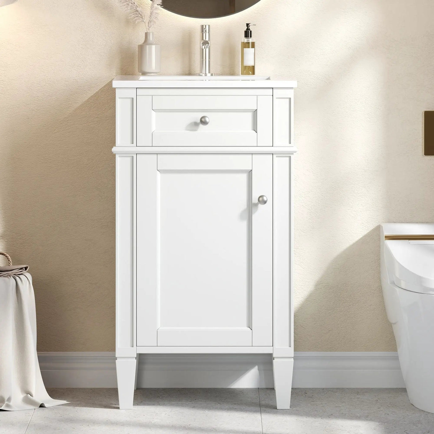 French Style Bathroom Vanity With Sink, Soft-Closing Door, Adjustable Shelf, Rectangular Design by Unique Piece Furniture