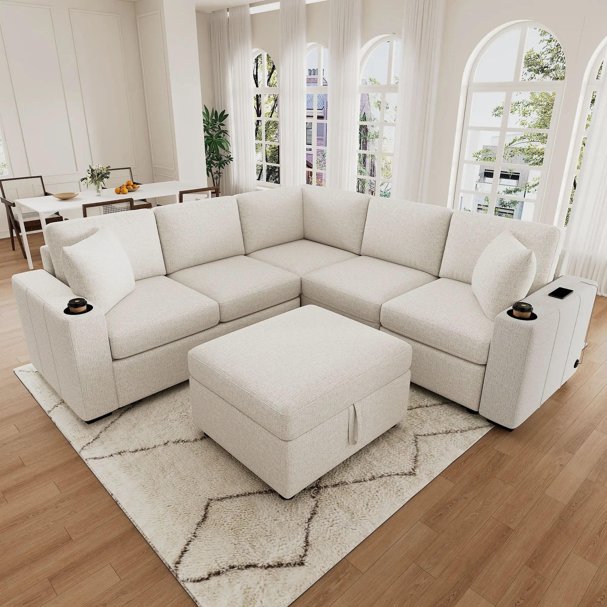 Sectional Sofa Convertible Pull-Out Sofa Bed With A Movable Storage Ottoman For Living Room by HouseOfZazla
