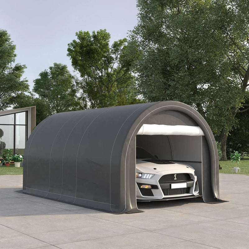 Outsunny - 10' x 16' Carport, Heavy Duty Portable Garage Storage Tent With Large Zippered Door, Anti-Uv Pe Canopy Cover For Car, Truck, Boat, Motorcycle, Bike, Garden Tools, Outdoor Work by Unique Piece Furniture