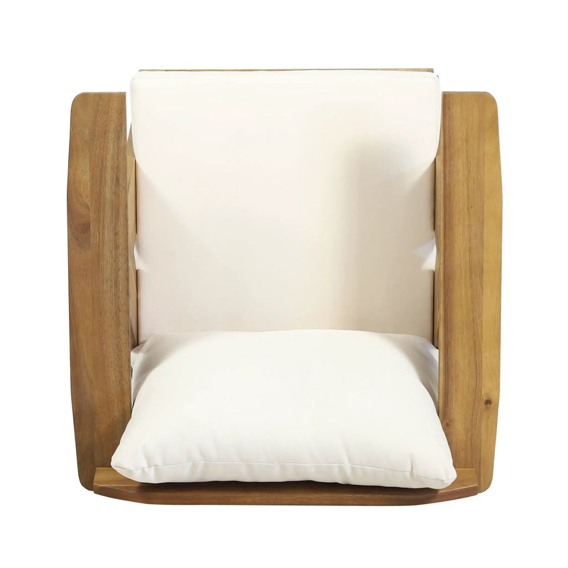 Outdoor Acacia Wood Club Chairs With Cushions (Set of 2) - Teak / Beige by HouseOfZazla