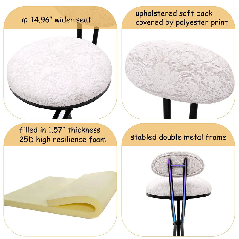 Round Print Bar Stools Upholstered Chairs For Kitchen (Set of 2) by HouseOfZazla