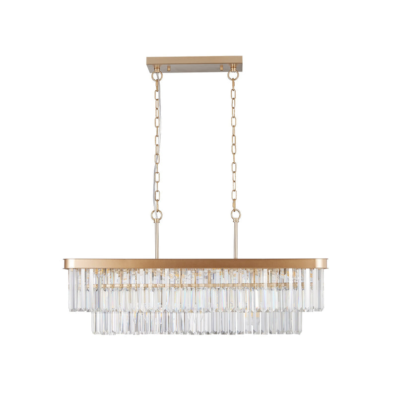 Rectangular Crystal Chandelier Adjustable Gold Iron Ceiling Light by HouseOfZazla
