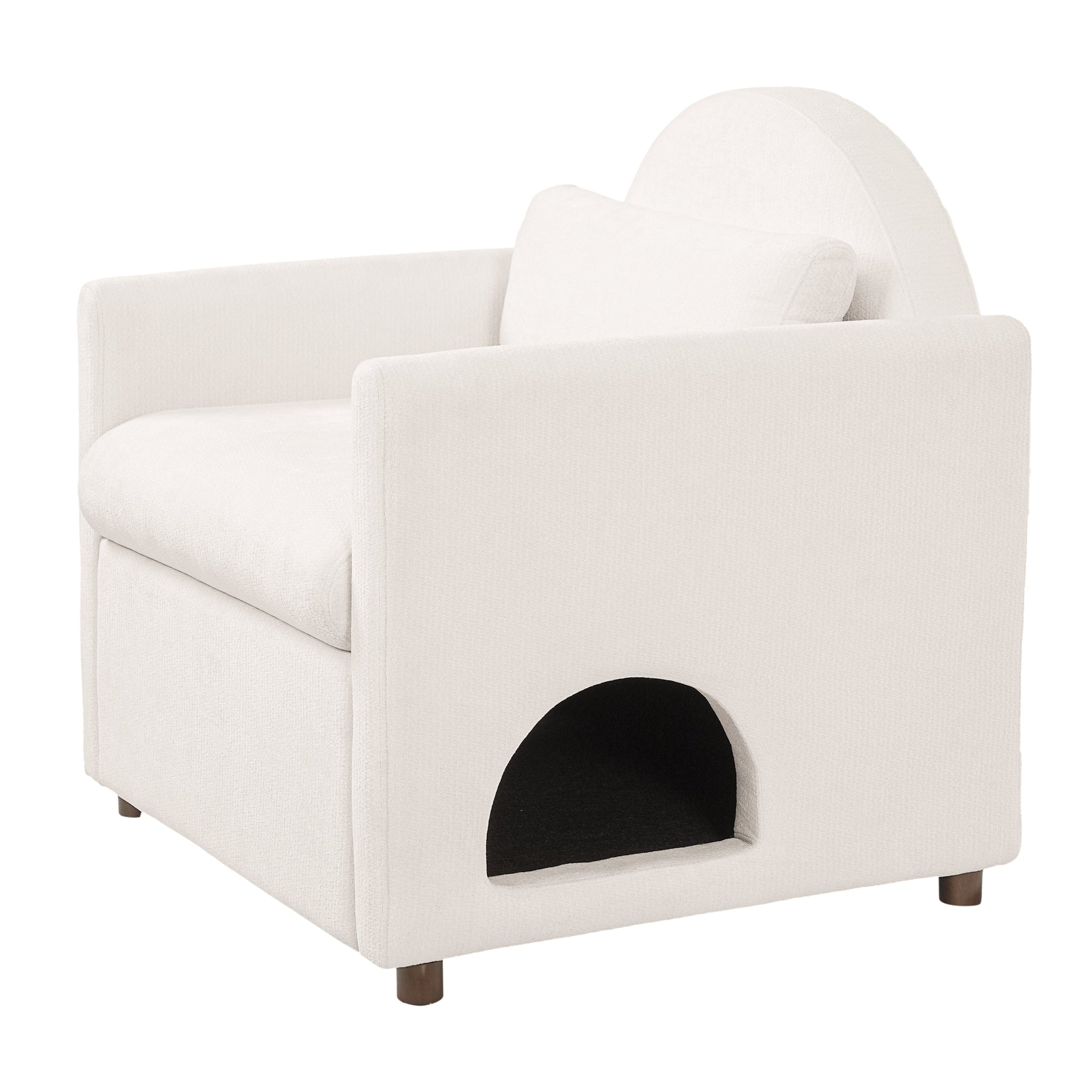Beige Pet Friendly Accent Chair with Hidden Pet Nook by HouseOfZazla