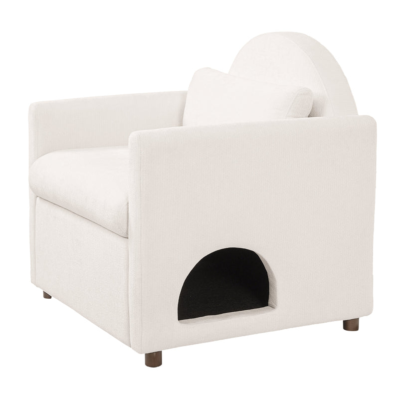 Beige Pet Friendly Accent Chair with Hidden Pet Nook by HouseOfZazla