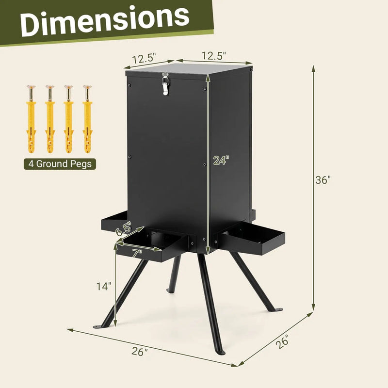 90LB Gravity Deer Feeder with 4 Feeding Trays and Stand by DirectDeals