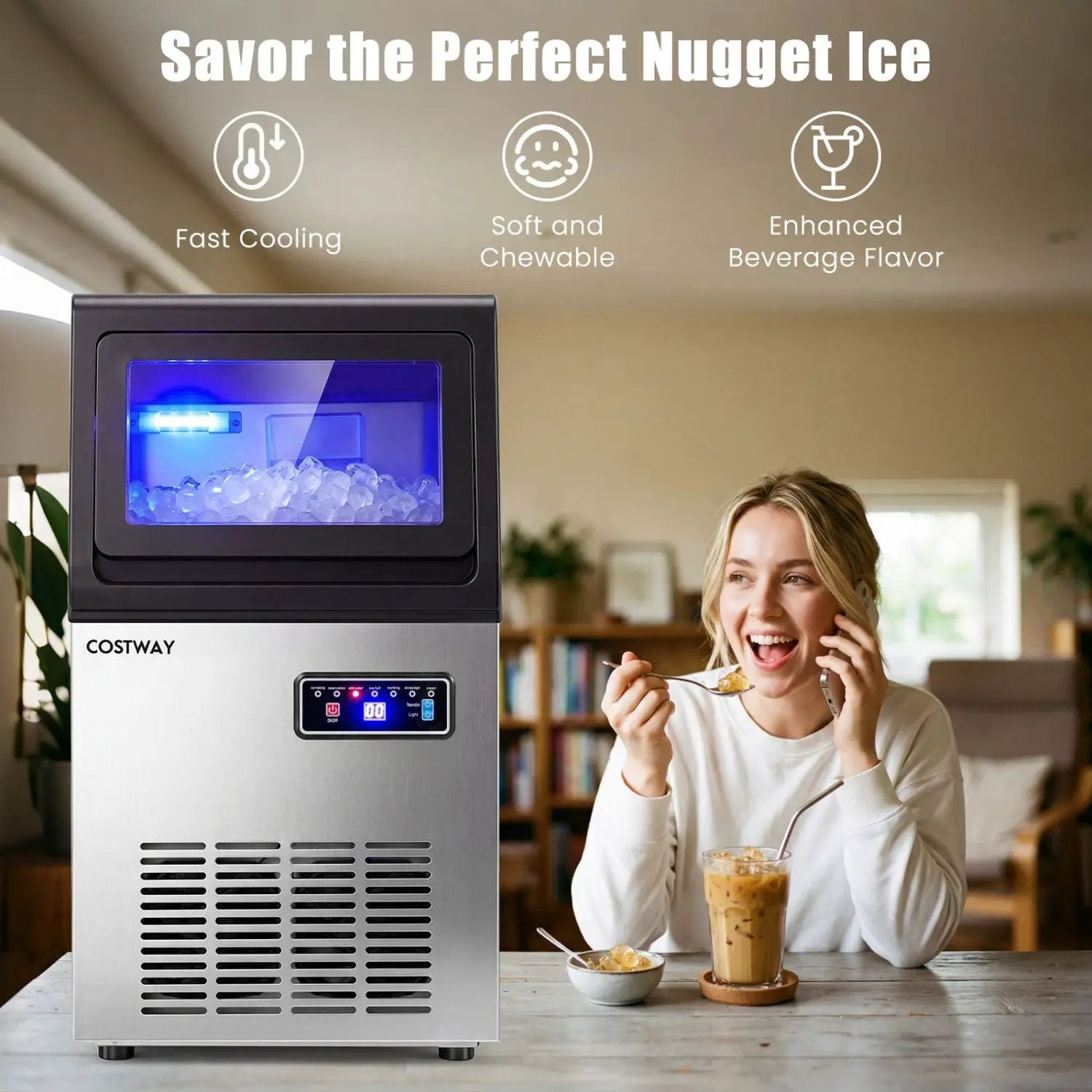 90 LBS/24H Commercial Nugget Ice Maker with Self by DirectDeals