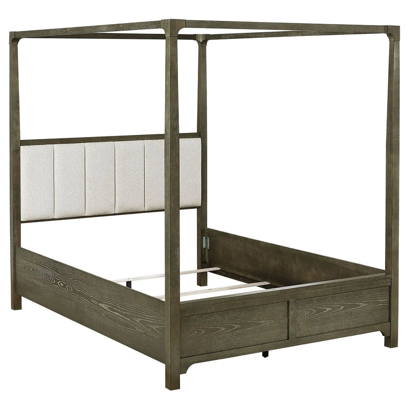 Sundance - Queen Canopy Bed With Upholstered Headboard - Dark Brown by HouseOfZazla