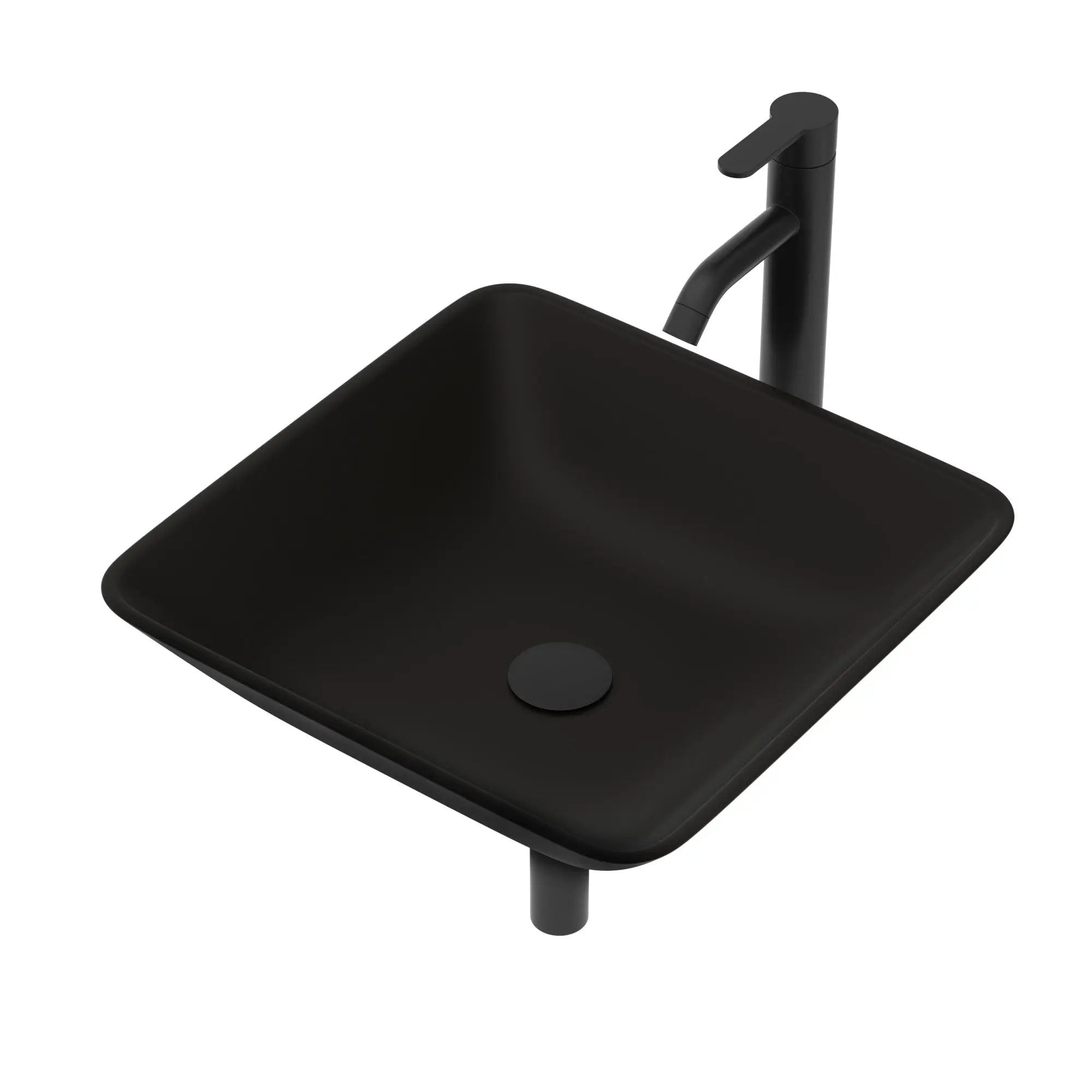 Artistic Vessel Sink With Faucet And Pop Up Drain - Matte Black by HouseOfZazla