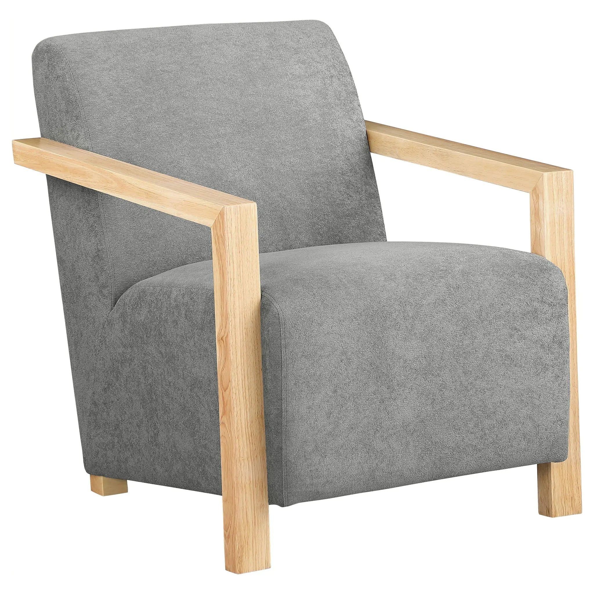 Diego Upholstered Accent Arm Chair with Wood Arms Grey by Unique Piece Furniture