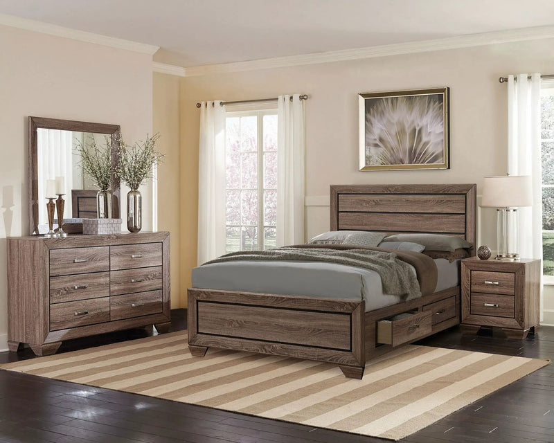 Kauffman 4-piece Queen Bedroom Set Washed Taupe by Unique Piece Furniture